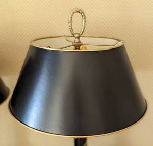 lot 133 image: Pair of Empire Style Black and Gold Table Lamps
