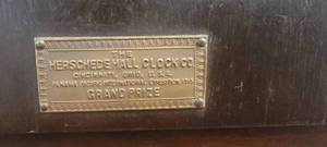 lot 11 image: Circa 1915 The Herschede Hall Clock Co. Mahogany Mantel Clock - Grand Prize Mantle Clock