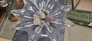 lot 35 image: Clear Glass Centerpiece with Agates in the Middle