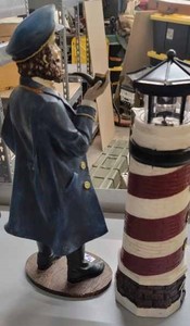 lot 42 image: Old Ship Captain and a Solar Powered Lighthouse - Decorative Pieces