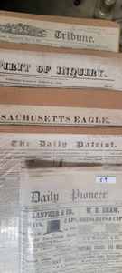 lot 59 image: 5 Vintage Newspapers Dating from the early 1800s through 1871