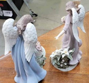 lot 76 image: Two Ceramic Angel Curios, 12-inches tall