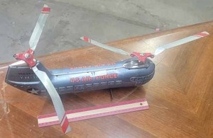 lot 99 image: U.S. Air Force Piasecki YH-16 Tin Twin Rotor Helecopter - Missing a Plastic Blade of of Each Rotor