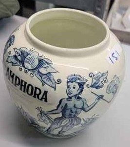 lot 151 image: White and Blue Amphora Vase
