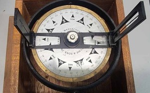 lot 162 image: Vintage Compass in Wood Box