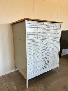 lot 15 image: 3 Hamilton Drafting File Cabinets Stacked