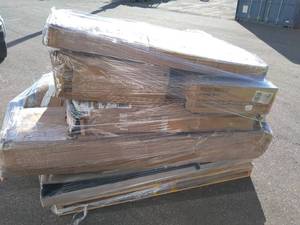 Pallet of Customer Return DEALS Bed Frames, Desk, Table and Chairs, Swing, Fireplace, and MORE