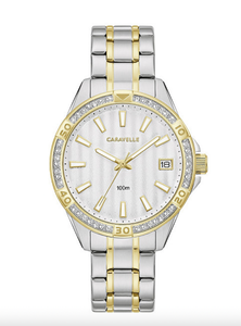 NEW Caravelle by Bulova Womens Aqualuxx Crystal Two-Tone Bracelet Watch