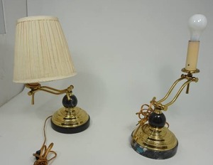Two Electric Brass Lamps-One With Shade