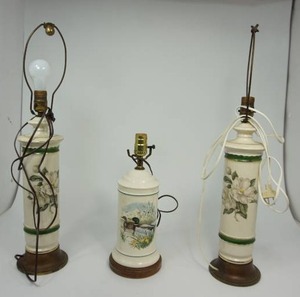 Three Electric Table Lamps-No Shades