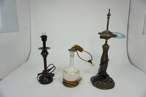 Three Electric Desk Lamps-No Shades