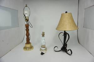 Three Electric Desk Or Table Lamps