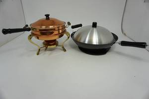 Black Wok With Cover-Copper Fondue Pot With Cover