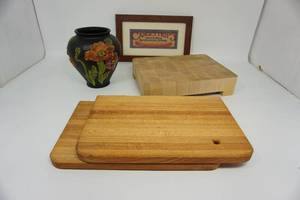 Two Wooden Cutting Boards-Wooden Williams-Sonoma Cutting & Carving Board - Framed Canoe Trips Picture-Beautiful Flower Vase