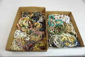 Trays Filled With Costume Jewelry-Necklaces