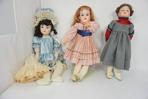 Three Antique Fully Dressed Collectors Dolls