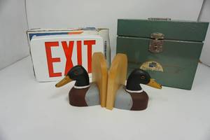 EXIT Lighting-Two Duck Book Ends-Metal Portable File Cabinet