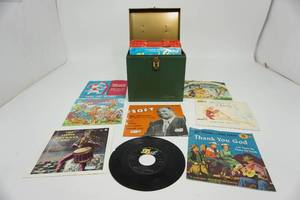 A Storage Case That Has Quite A Few Vintage 45 RPM Records