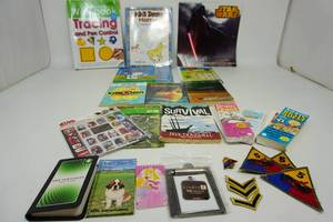 Lot Filled W Many Books- A  16 Month 2015-Wall Calendar-Badges-ETC