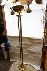 Mid Century French Brass Floor Lamp W Very Ornated Stem