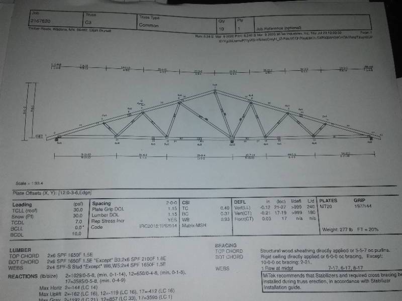 Full Roof trusses- 54 foot - Quantity - 10.   blueprints included.