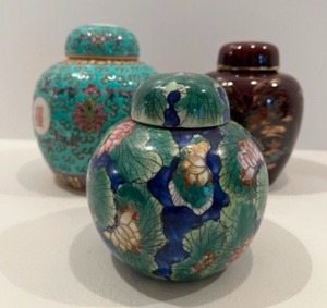 lot 36 image: Trio of Small Ginger Jars in Floral Chintz