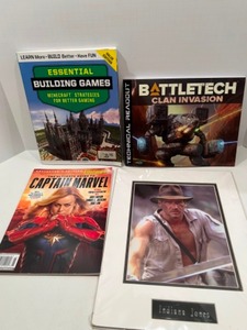 lot 80 image: Gaming Entertainment Lot BATTLETECH Technical Readout, Indiana Jones Photo, Captain Marvel & Minecraft BOOKS