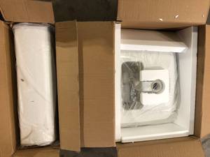 Swiss Madison Sublime Pedestal Bathroom Ceramic Vessel Sink Round Single Faucet Hole in White Customer Returns See Pictures