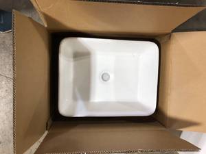 Satico 19.1 in. Ceramic Rectangle Vessel Sink Top Mount Bathroom Sink Basin in White  Customer Returns See Pictures