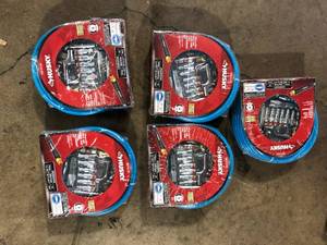 Lot of 5 Husky 14 in. x 50 ft. Poly Air Hose and Air Accessories Kit (17-Pieces)  Customer Returns See Pictures