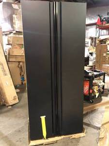 Husky 4-Piece Heavy Duty Welded Steel Garage Storage System in Black (92 in. W x 81 in. H x 24 in. D) Customer Returns See Pictures