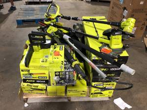 Pallet of Assorted Ryobi Lawn Care Items Various Models and Conditions Customer Returns See Pictures