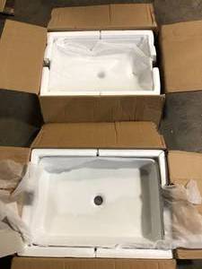 Lot of 2 24 in. Ceramic Rectangular Modern Bathroom Vessel Sink in White above Counter by Magic Home  Customer Returns See Pictures