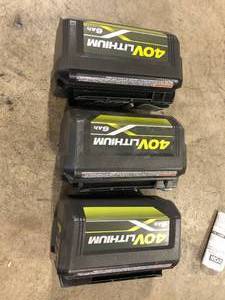 Lot of 3 Ryobi Batteries  Customer Returns See Pictures