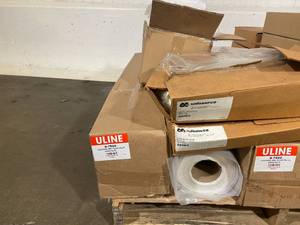 Pallet of various sized Plastic Coverings and Bags plus more
