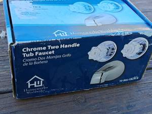 lot 1340 image: Homeworks Chrome Two Handle Tub Faucet (in original packaging)