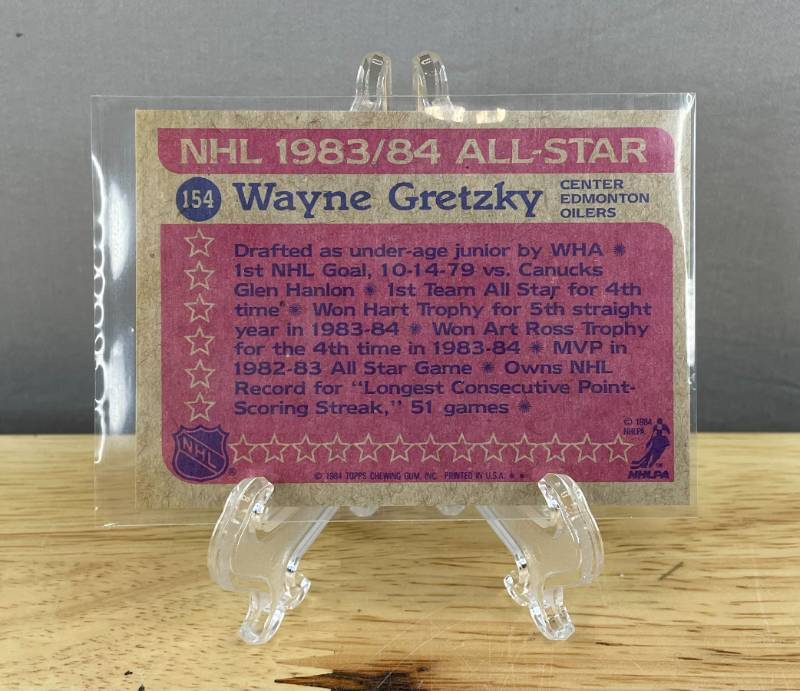 lot 40B image: Wayne Gretzky 1984 Topps NHL All Star Hockey Card Edmonton Oilers V