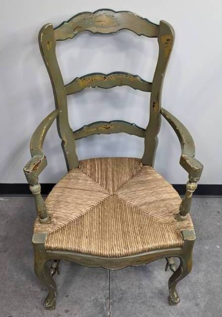 lot 30B image: Vintage French-Style Ladderback Side Arm Chair D