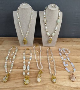 lot 67 image: (7) Gorgeous Handcrafted Beaded Miscellaneous Stones Necklace and Earring Sets E