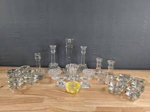 lot 118 image: An Assortment of Crystal and Glass Candlesticks D