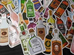 lot 51A image: 110 New Liquor Stickers Jack Daniels Titos Vodka Don Julio Tequila Bombay Sapphire Gin Whiskey N