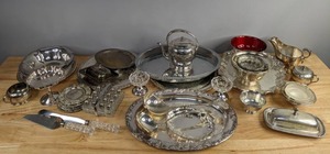 lot 178 image: A Collection of Silver Colored Items Including Bowls, Plates, Dishes and More   D