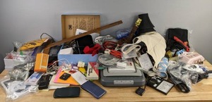 lot 218 image: Large Assortment of Home Office and Other Items HP Scanner, Lamp, Extension Cords, Calculators and Much More D