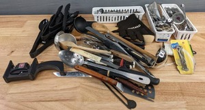 lot 207 image: Kitchen Essentials Misto Oil Sprayer, Wusthof Knife Sharpener, Cooper Thermometer, Measuring Spoons, & Much More D