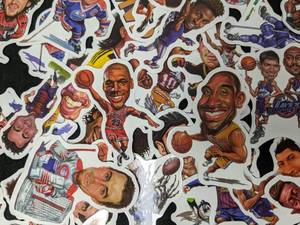 lot 108A image: 50 New Sports Player Stickers Jordan Kobe Tiger Howe Gretzky Pele Curry Messi Ovechkin OBJ NHL NBA NFL N