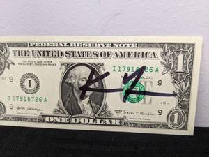 lot 37A image: Keanu Reeves Autographed $1 Bill Money Currency Matrix Speed Movie Actor I