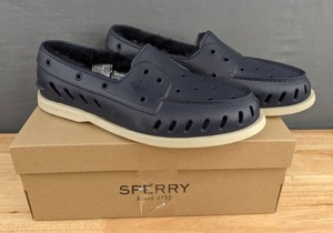 lot 62A image: NEW Mens Authentic Original Float Boat Shoe - Navy Size 12 N