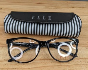 lot 160A image: NEW Black Elle Cat Eye Retro Eyeglass Frames & Case L