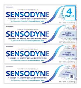 lot 44 image: Brand New Pack of 4 Sensodyne Maximum Strength & Extra Whitening Net Weight 6.5 oz per Tube X