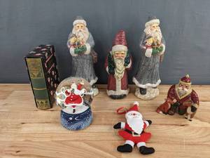 lot 238 image: Wonderful Assortment of Holiday Decor Dept 56 Snow Globe, Figurines, & More D